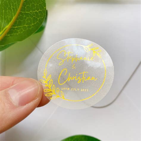 New Gold Foil Custom Stickers Wedding Initials Clear Stickers Etsy