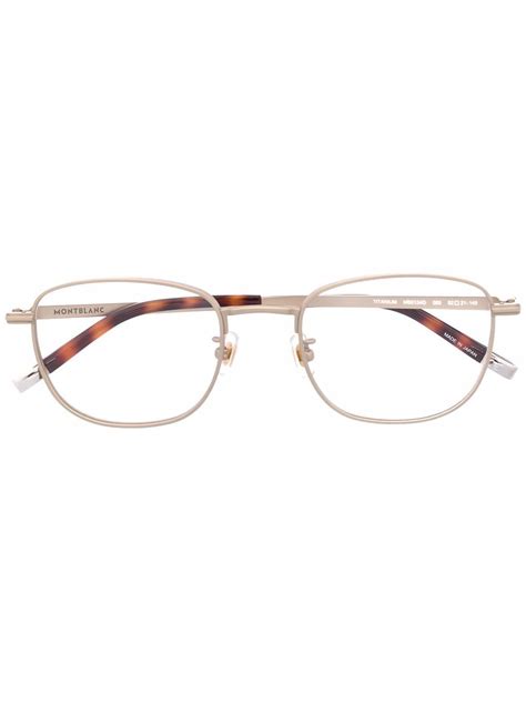 montblanc oval frame metal glasses in gold modesens