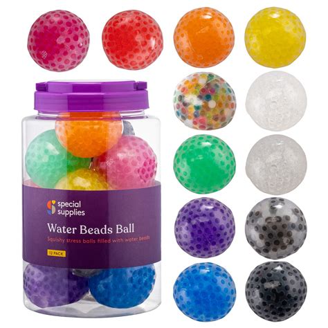 Special Supplies Squish Water Beads Stress Ball 12 Pack Squeeze Color Sensory Toy Relieve
