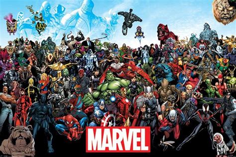Marvel Comic Universe Character Lineup Collage Super Hero Cool Wall