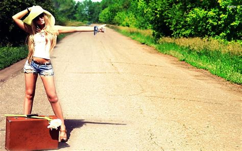 1920x1080px 1080p Free Download Hitchhiker Blonde Grass Girl Hd