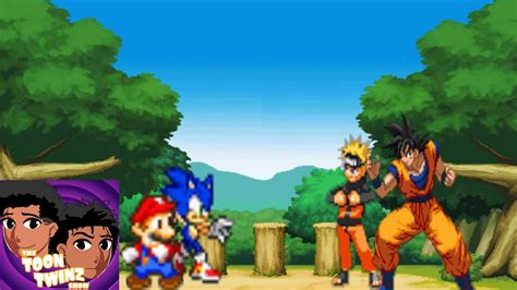 Goku And Naruto Vs Sonic And Mario Anime Vs Video Games Youtube