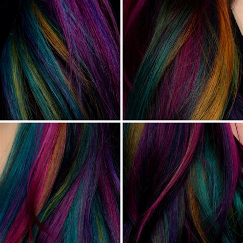 Oil Slick Rainbow Hair For The Holidays Holiday Hair Color Rainbow Hair Color Oil Slick Hair
