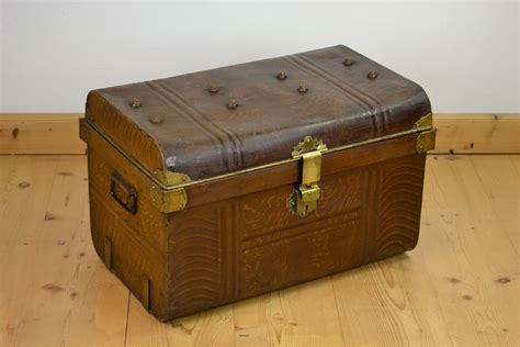 Metal Travel Trunk With Brass Details 1930s Retro Station