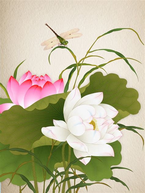 Pin By Hpk Tiên On Botanical Art Lotus Painting Lotus Art Japanese Art