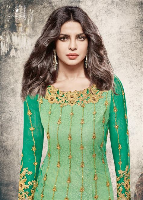 Buy Priyanka Chopra Green Color Straight Cut Salwar Kameez In Uk Usa