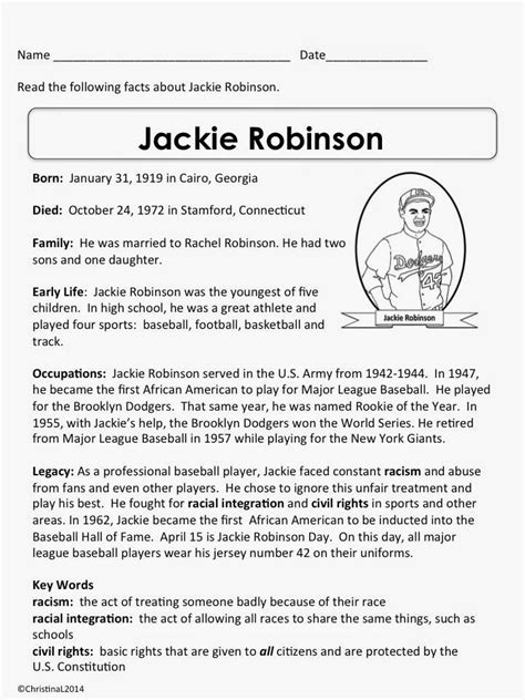 Free Printable Jackie Robinson Worksheets Printable Worksheets