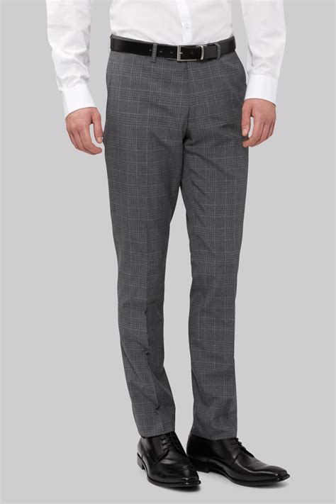 moss london skinny fit grey check trousers