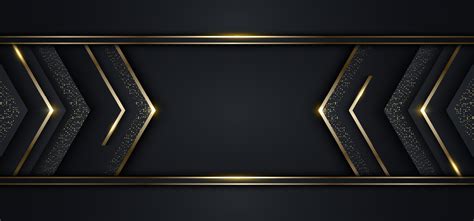 Modern Luxury Banner Template Design Black Arrow Triangles And Golden