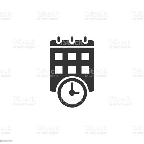 Kalender Mit Uhrsymbol Im Flachen Stil Agendavektorillustration Auf
