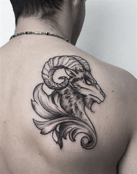 Capricorn Tattoo On Shoulder Made By Franny Wonder Mens Hip Tattoos