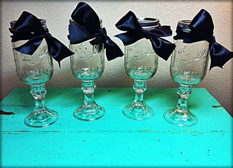 Mason Jar Wine Glasses For The Wedding Party To Drink Out Of