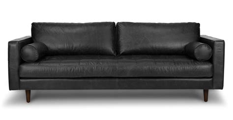 Black Leather Sofa Couch Baci Living Room