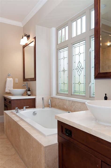 It protects the stained glass from being constantly. Stunning Bathroom with Stained Glass Windows #blurrdMEDIA ...