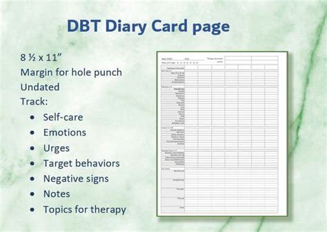 Dbt Diary Card Sheet And Skills Tracker Printable Dbt