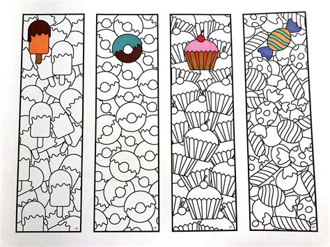 Sweets Bookmarks Pdf Zentangle Coloring Page Scribble