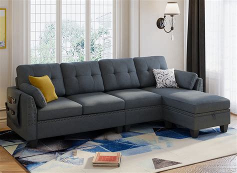 buy honbay convertible sectional sofa l shaped couch reversible sectional for small apartment