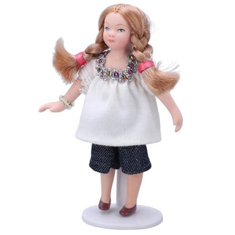 Hililand Dollhouse Girl Doll Miniature Girl 112 Scale Blond White T