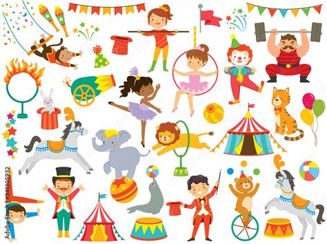 Circus Clipart Set Circus Animals Circus People And Other Colorful