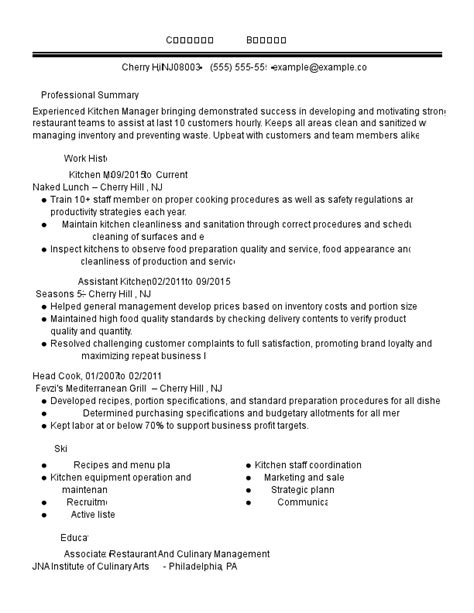 Kitchen Manager Resume Examples For 2023 Template And Guide