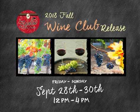 2018 Fall Wine Club Release Rosellas Vineyard And Winery
