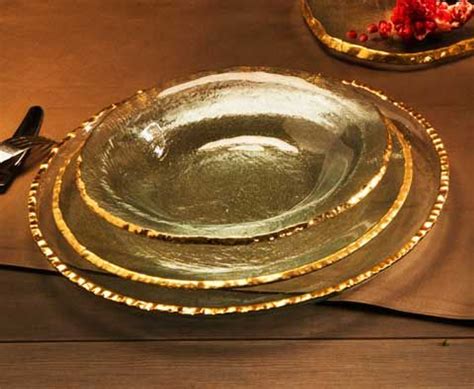 Annieglass Edgey 10 Dinner Plate Gold Distinctive Decor