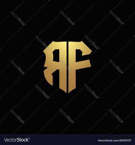 Rf Logo Monogram With Gold Colors And Shield Vector Image