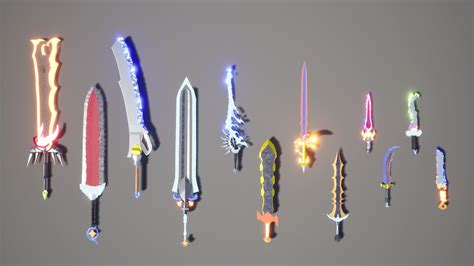 3d Model Low Poly Swords Pack Vr Ar Low Poly Cgtrader
