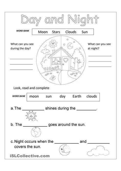 Day And Night Free Worksheet Free Science Worksheets Science