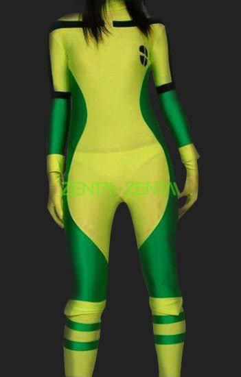 Rogue X Man Green And Yellow Super Hero Lycra Spandex Catsuit