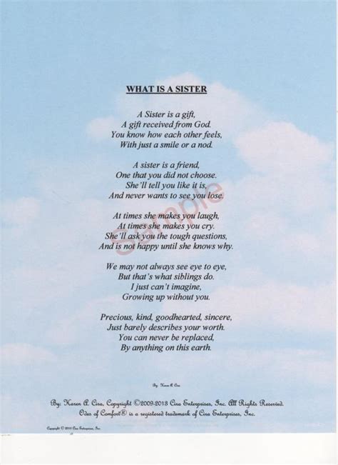 Wait i can't say what i was thinking about because i can get punished for saying that the evil caradog and saint winifred's legend is maybe just a made up story that people believe in. Five Stanza What Is A Sister Poem shown on
