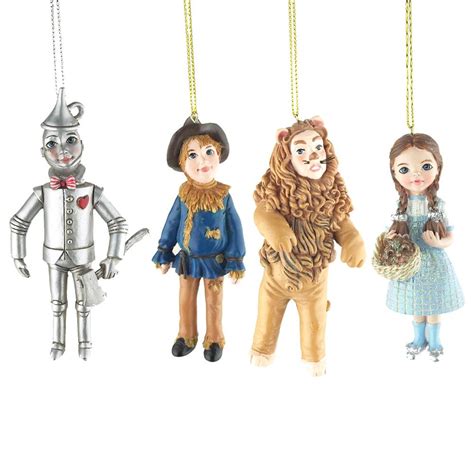 Hanging Ceramic Wizard Of Oz Christmas Tree Ornaments 5 Inch 4 Piece