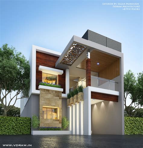 Exterior By Ar Sagar Morkhade Vdraw Architecture House Designs Exterior House