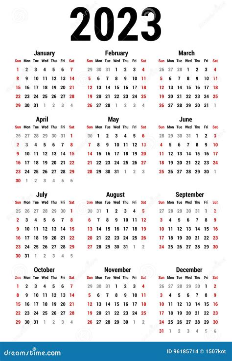 Printable Yearly 2023 Calendar With Holidays Premium Template 2662