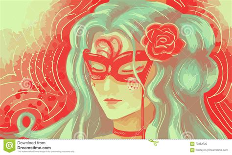The Girl At The Masquerade Illustration Stock Vector Illustration Of