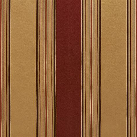 Gold And Burgundy Shiny Striped Silk Look Upholstery Fabric By The Yard