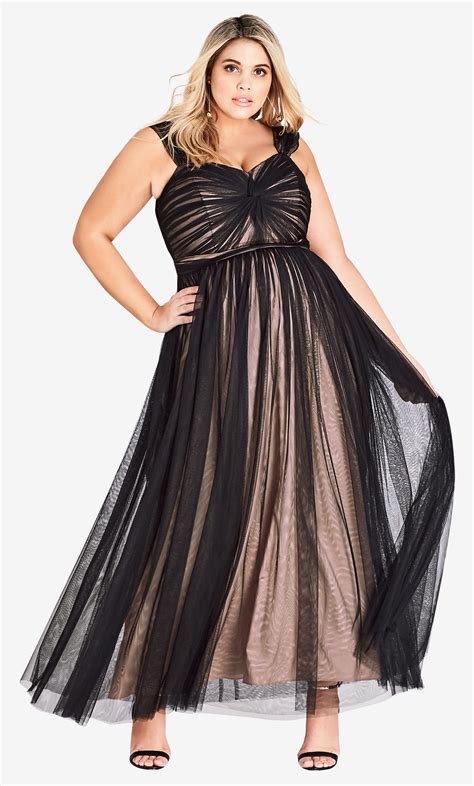 Lovely Tulle Maxi Dress Plus Size Black Dresses Plus Size Formal