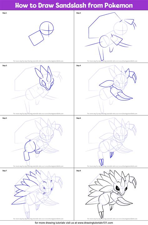 How To Draw Sandslash From Pokemon Printable Step By Step Drawing Sheet