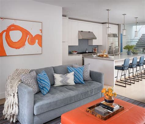 Orange And Blue Living Room