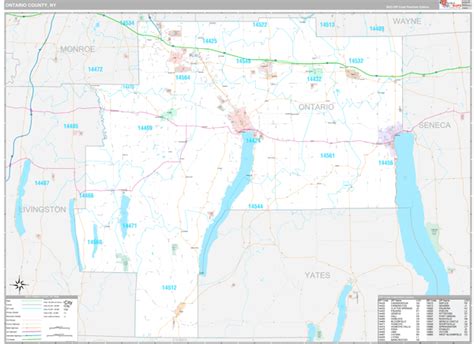 Ontario County Ny Wall Map Premium Style By Marketmaps Mapsales
