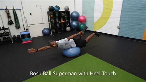 bosu ball superman with heel touch youtube
