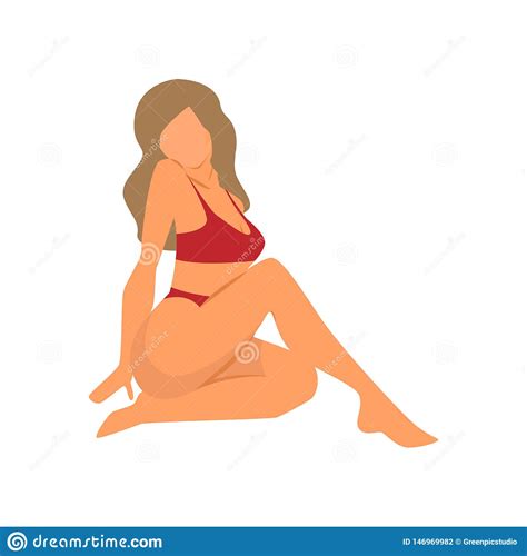 Red Woman Swimsuit For Summer Beach Time Stock Vector Illustration Of