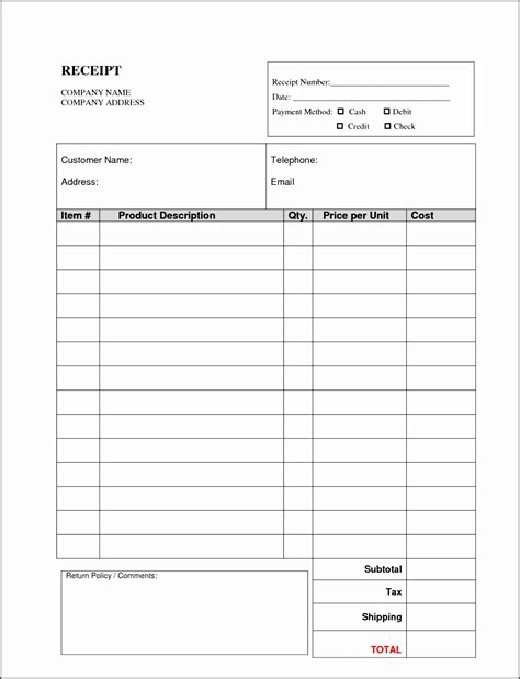 Free Copy Of Receipt Template Authentic Receipt Forms