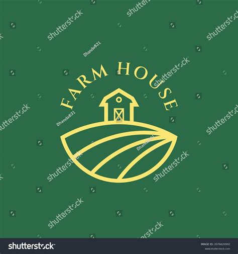 Farmhouse Logo Design Simple Line Art Stock Vector Royalty Free