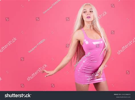 Beautiful Blonde Girl Long Hair Pink Stock Photo Shutterstock