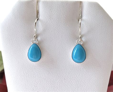 7x9 Turquoise Tear Drop Earrings Turquoise Dangle And Drop Etsy