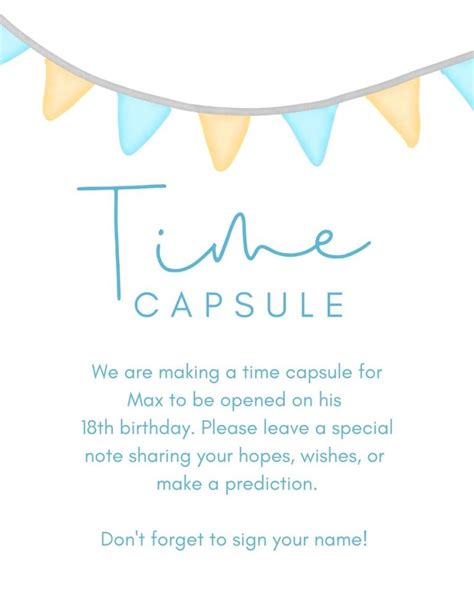 Free Printable Time Capsule Instruction And Message Cards Cute Baby