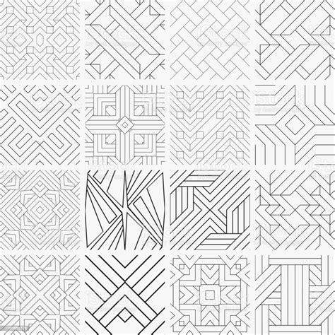 Seamless A Set Of Geometrical Vector Pattern Stock Illustration