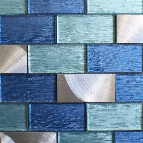 Portland Blue Glass Brick Tile Mosaic Village