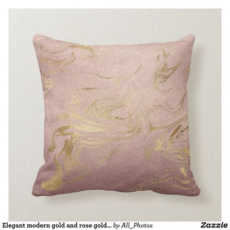 Elegant Modern Gold And Rose Gold Marble Look Throw Pillow Zazzle